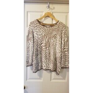 Alfred Dunner Womens Sweater Large Safari